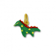 Metal charms dinosaur Green-Red-Gold