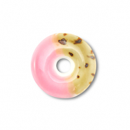Beads ceramic disc Light Pink-Light Brown-Brown
