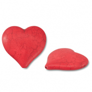 Beads Ceramic heart Red