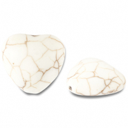 Beads Ceramic heart Off White