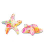 Beads Ceramic starfish Off White-Pink-Yellow-Blue