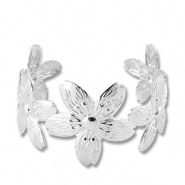 Stainless steel bracelets bangle flower Silver