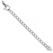 Stainless Steel findings extension chain set oval with lobster clasp Silver