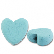 Wooden beads heart Light Blue