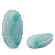 Natural stone beads Chalcedony & Agate oval crackled Transparent Light Blue