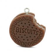 Resin pendants cookie Brown-White