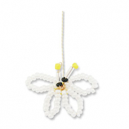 Glass seed beads charms butterfly White-Yellow-Black