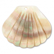 Shell pendants scallop White (natural colour)-Brown