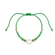 Ready-made Bracelets mixed beads Green-White-Gold