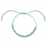 Trendy Anklets / Ankle bracelets mixed beads Turquoise-Gold
