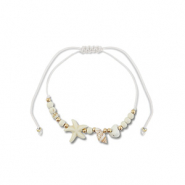 Trendy Anklets / Ankle bracelets mixed beads White-Gold