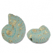 DQ greek ceramic beads shell Turquoise-Gold