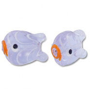 Hand-painted glass beads fish Purple-Orange