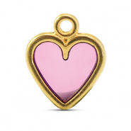 DQ European metal charms heart Pink-Gold (Nickelfree)