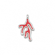 DQ European metal charms coral Red-Antique Silver (Nickelfree)