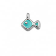 DQ European metal charms fish Turquoise Blue-Antique Silver (Nickelfree)