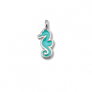 DQ European metal charms seahorse Turquoise Blue-Antique Silver (Nickelfree)