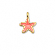 DQ European metal charms starfish Coral Red-Gold (Nickelfree)