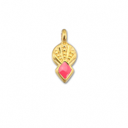 DQ European metal charms rhombus Coral Red-Gold (Nickelfree)