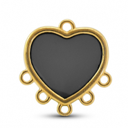 DQ European metal charms with 6 loops Black-Gold (Nickelfree)