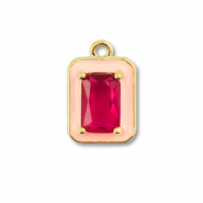 Brass TQ metal charms rectangle Gold-Cream Pink-Berry Wine Red