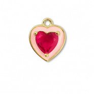 Brass TQ metal charms heart Gold-Cream Pink-Berry Wine Red