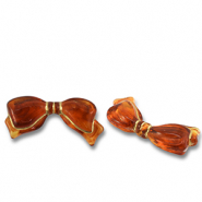 Acrylic beads bow Cognac Brown-Gold
