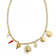 Stainless steel necklaces with charms summer Gold-Red-White