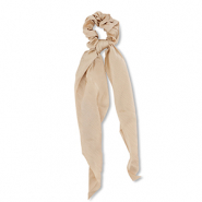 Scrunchie hair tie  with ribbon Beige Brown