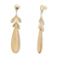 Trendy earrings drop Caramel Beige Marble-Gold