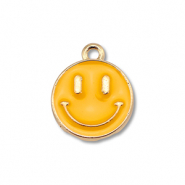 Metal charms enamel smiley Gold-Light Orange