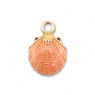 Metal charms enamel shell Gold-Peach Pink