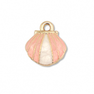 Metal charms enamel shell Gold-Light Pink-White