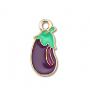 Metal charms enamel eggplant Gold-Dark Purple-Green
