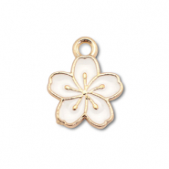 Metal charms enamel flower Gold-White