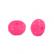 Resin beads rondelle 6mm Neon Pink