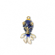 Eco-brass® metal charms fish Gold-Dark Blue-White