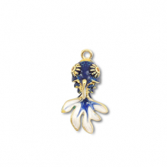Eco-brass® metal charms fish Gold-Dark Blue-White