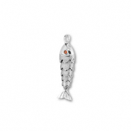 Brass TQ metal charms fish Silver-Orange