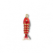 Eco-brass® metal charms fish Gold-Red-White