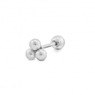 Stainless steel ear piercing with spheres Silver