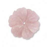 Natural stone beads Rose Quartz flower Light Pink