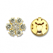 Eco-brass® metal button covers zirconia flower Gold-Crystal