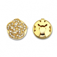 Eco-brass® metal button covers zirconia flower Gold-Crystal