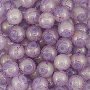 8 mm glass beads with glitters Purple-Gold