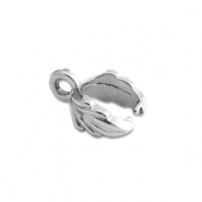 Stainless steel findings pinch bail leaf Silver
