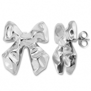 Stainless steel earrings / earpins bow Silver