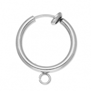 Stainless steel findings clip-on earrings / creole with loop 18mm Silver