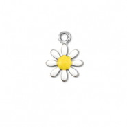 Stainless steel charms flower Silver-White-Yellow
