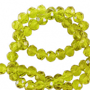 Top faceted beads 3x2mm disc Dark Lime Green
